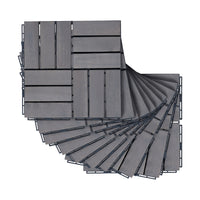 Set Alliste di 10 Piastrelle per Pavimentazione da Esterno Design Mosaico in Legno - Grigio casa.pro