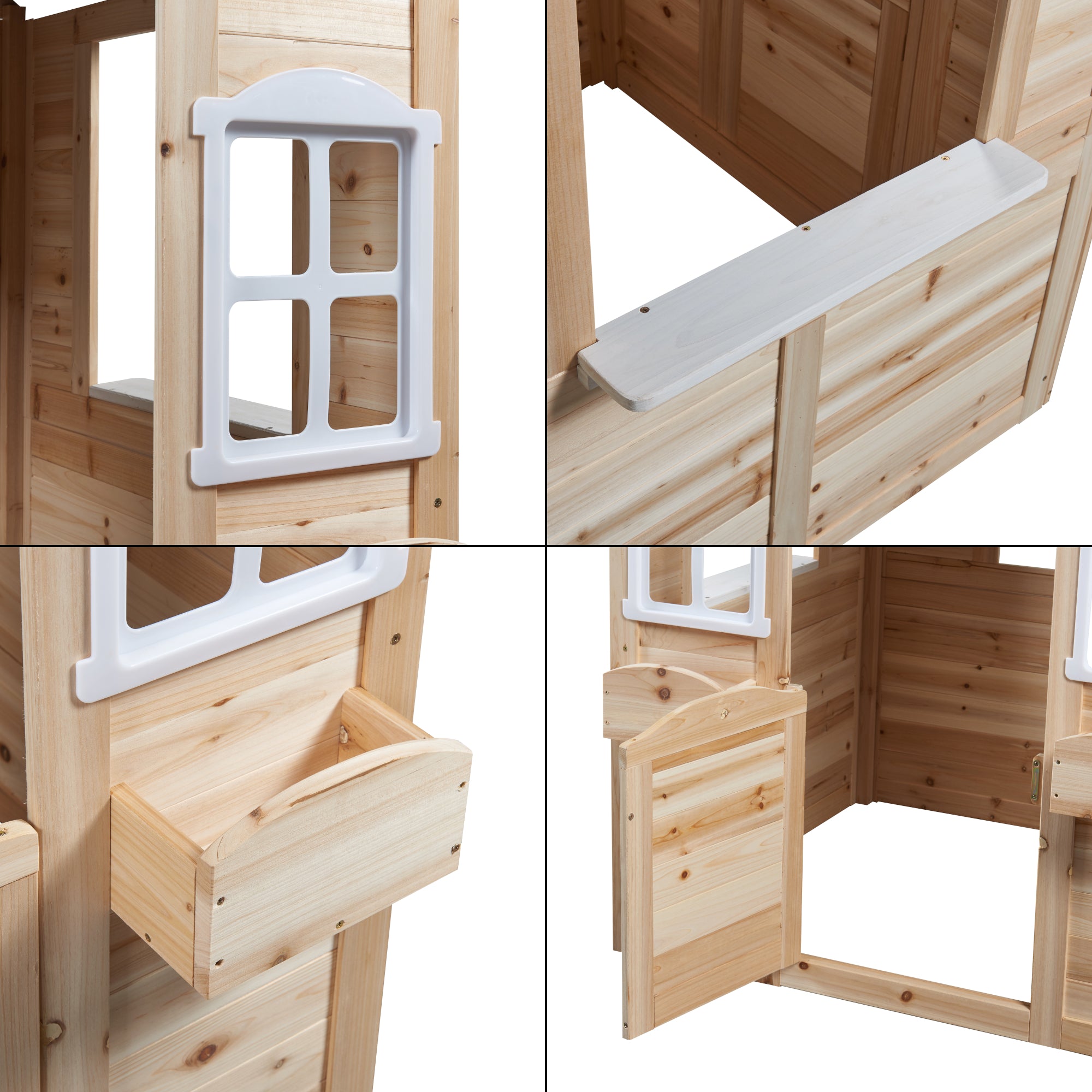 Casetta Giocattolo da Esterno Acciano in Legno di Abete - Colore Naturale / Grigio casa.pro