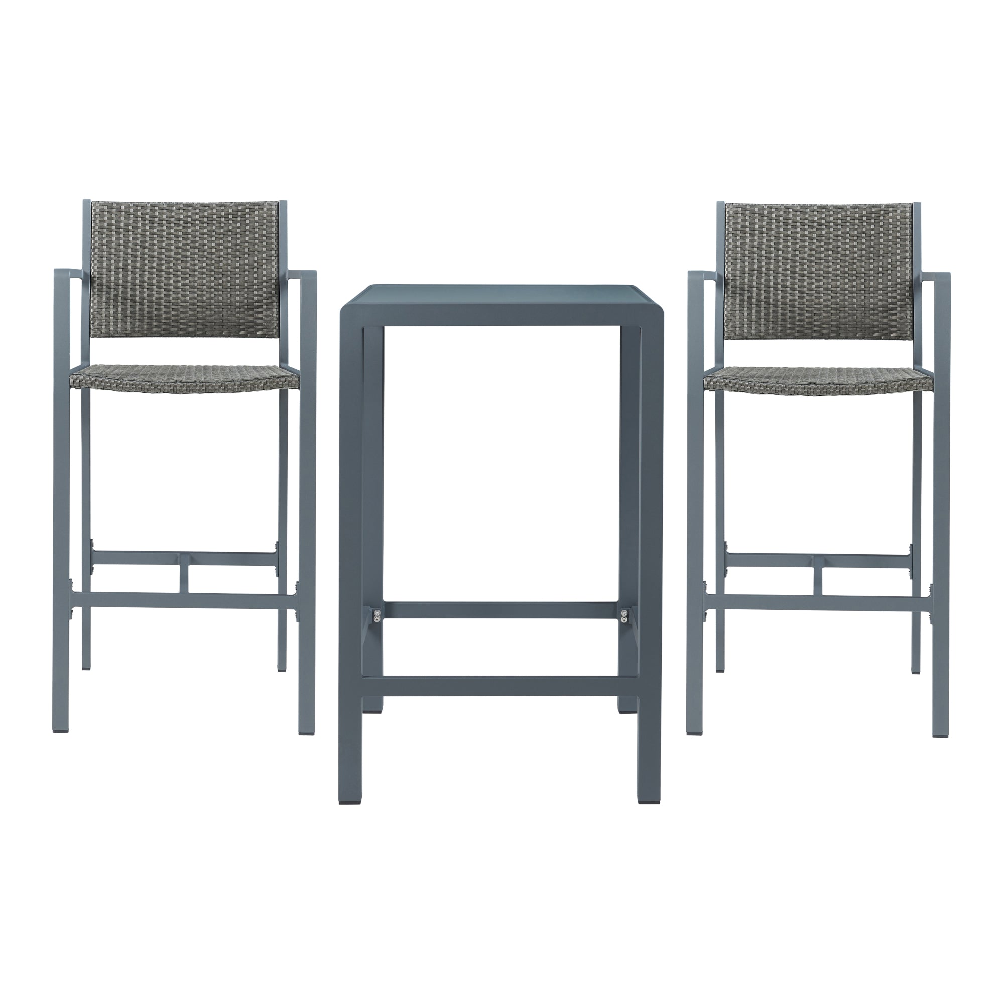Set Bar da Esterno Avise Tavolo Alto con 2 Sgabelli - Antracite, Grigio casa.pro