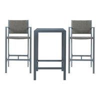 Set Bar da Esterno Avise Tavolo Alto con 2 Sgabelli - Antracite, Grigio casa.pro
