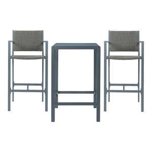 Set Bar da Esterno Avise Tavolo Alto con 2 Sgabelli - Antracite, Grigio casa.pro