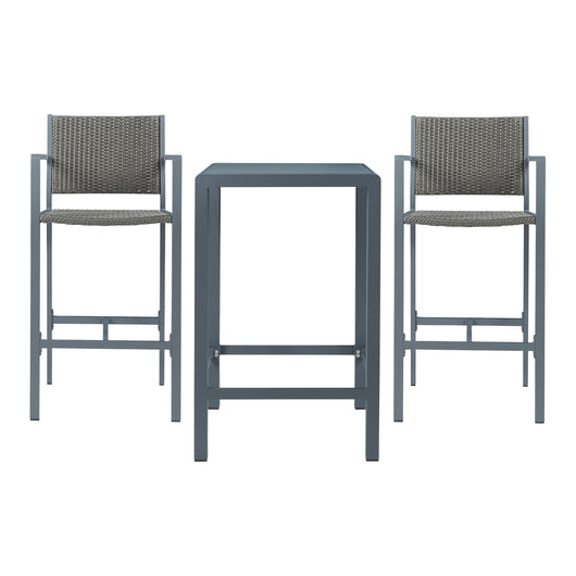 Set Bar da Esterno Avise Tavolo Alto con 2 Sgabelli - Antracite, Grigio casa.pro