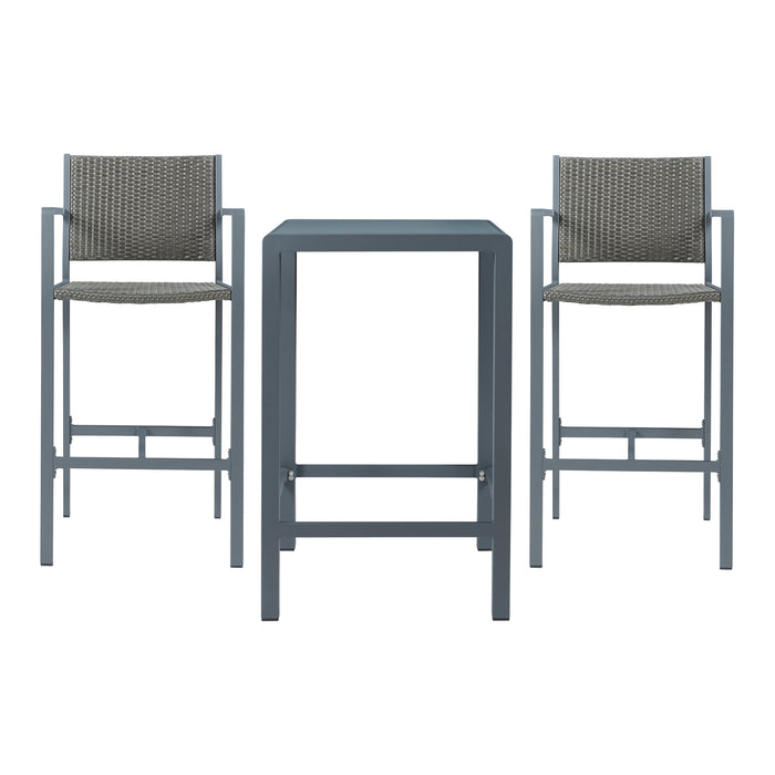 Set Bar da Esterno Avise Tavolo Alto con 2 Sgabelli - Antracite, Grigio casa.pro