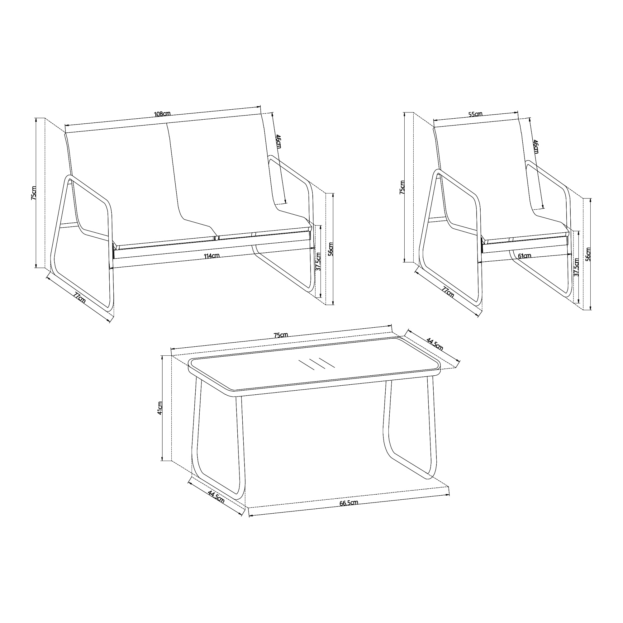 Set Salottino Anzi per Uso Esterno - Nero casa.pro