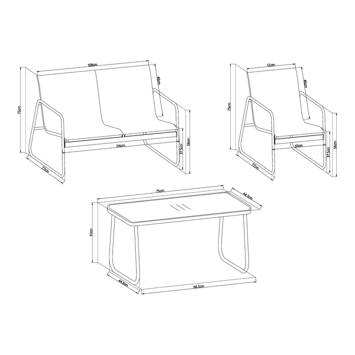 Set Salottino Anzi per Uso Esterno - Nero casa.pro