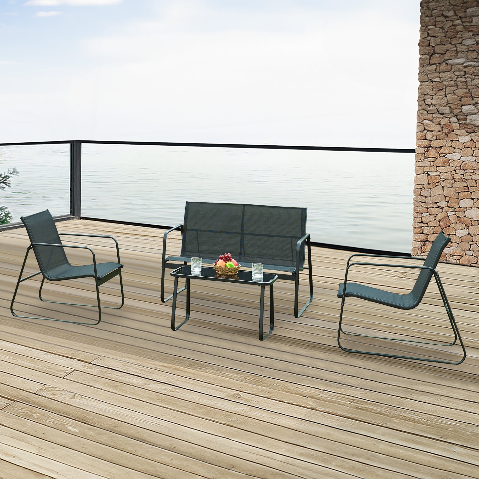 Set Salottino Anzi per Uso Esterno - Nero casa.pro