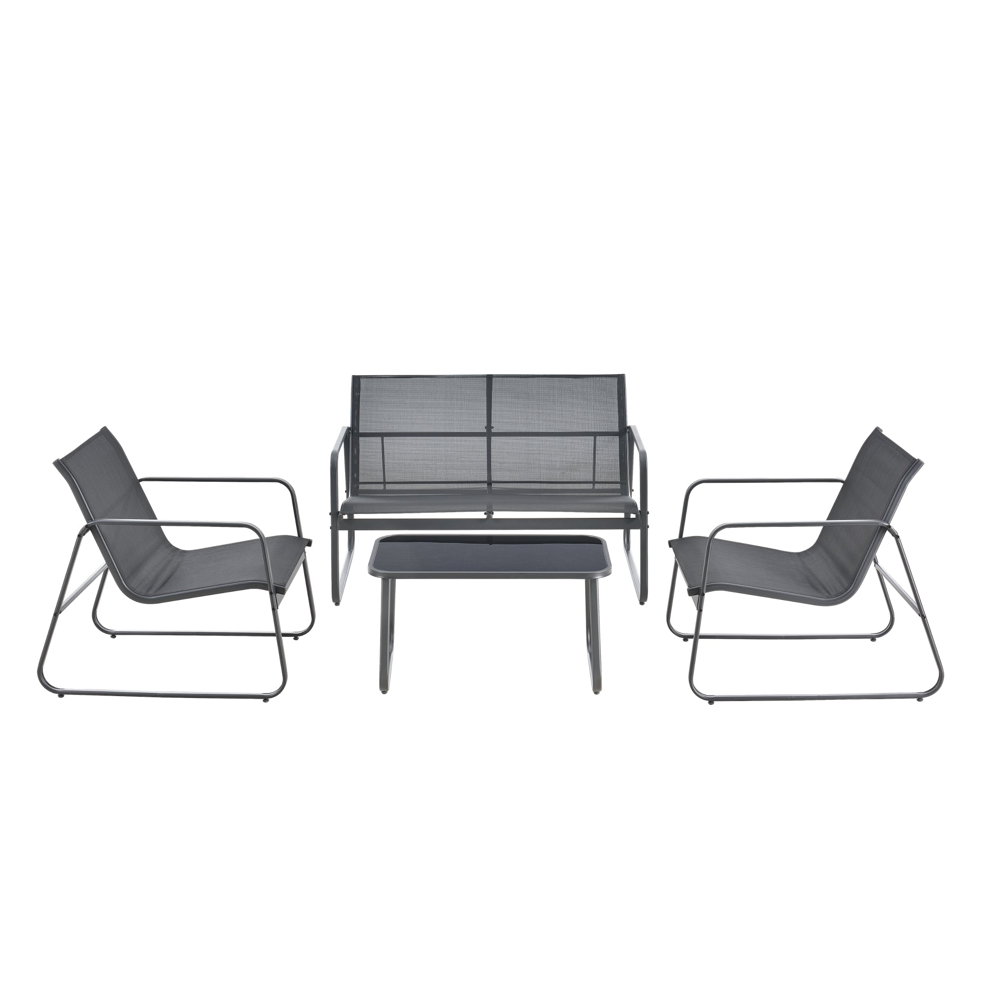 Set di mobili da giardino 4 pezzi acciaio grigio 03_0009420