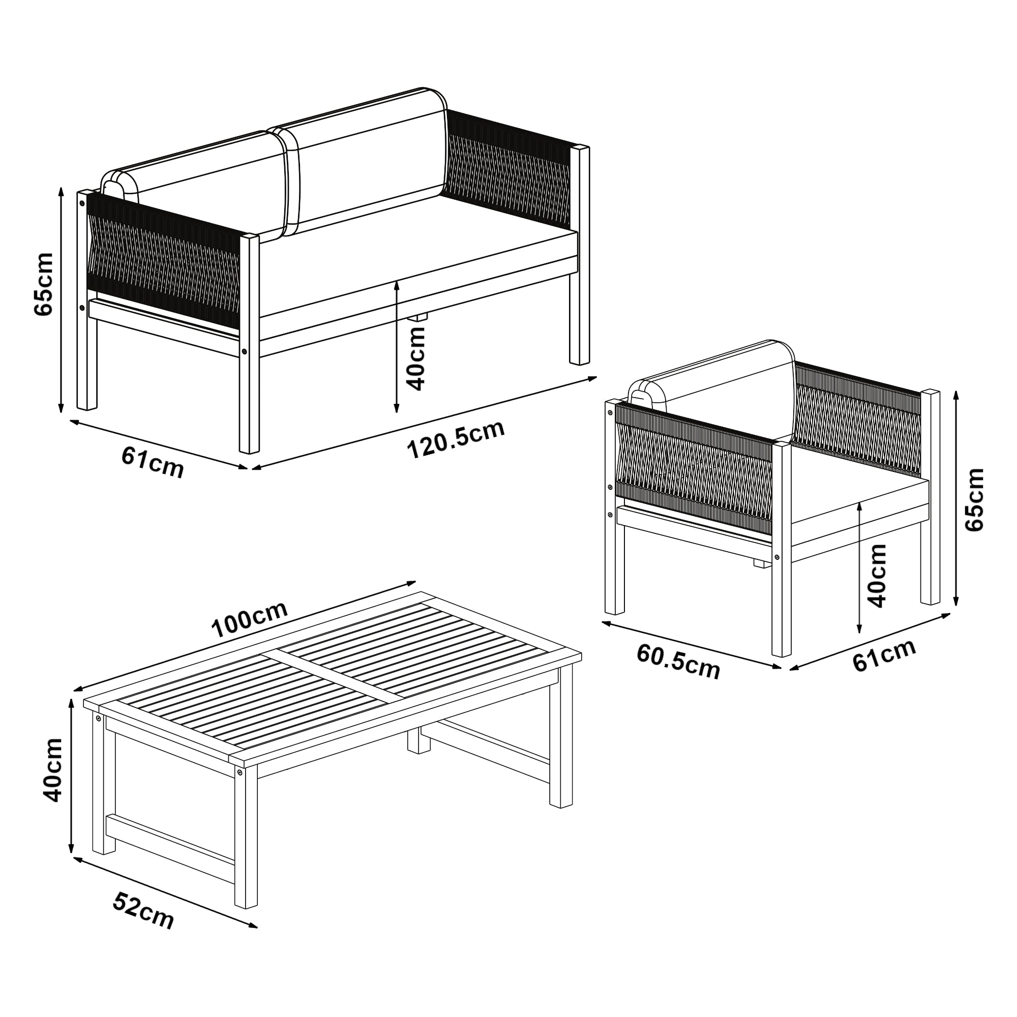 Set Salottino da Giardino Cannole in Legno di Acacia casa.pro