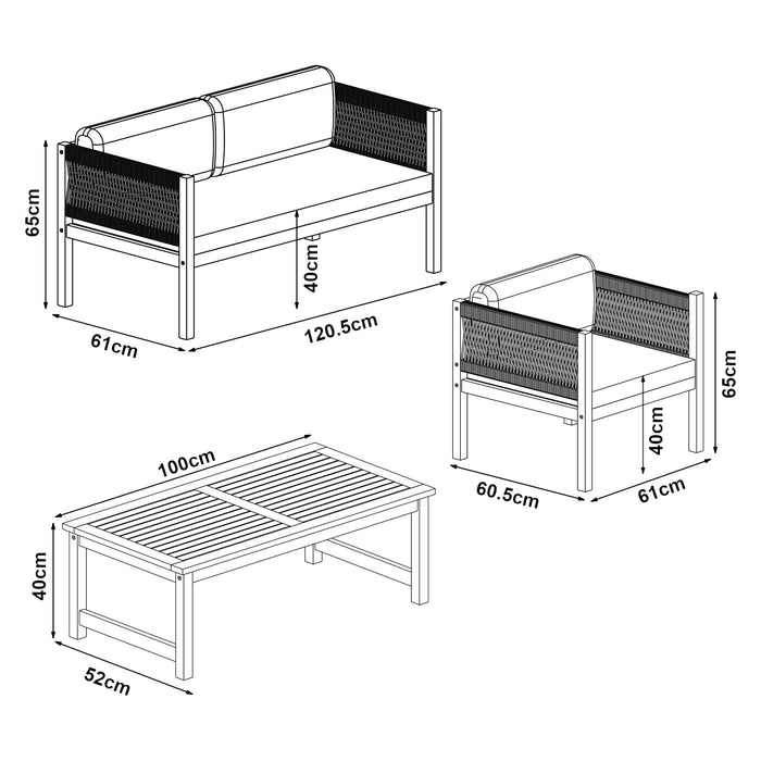 Set Salottino da Giardino Cannole in Legno di Acacia casa.pro