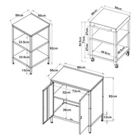 Set Bolognano Mobili da Esterno in Acciaio - Bancone Armadietto e Carrello Portavivande - Nero opaco casa.pro