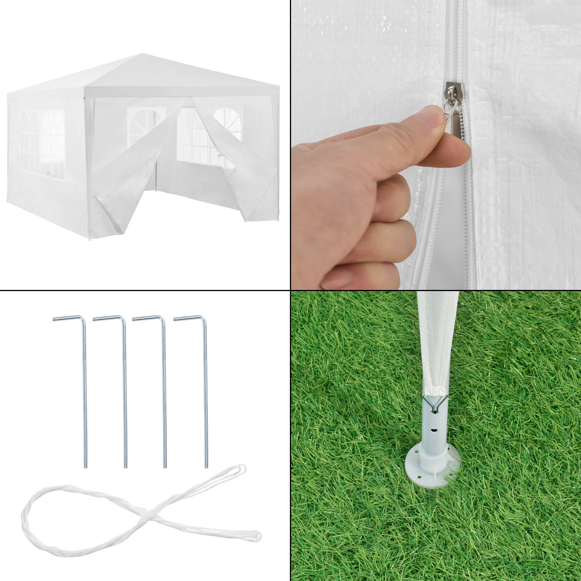 Gazebo per Eventi Wedau con Copertura Impermeabile 400x300x255 cm Bianco casa.pro