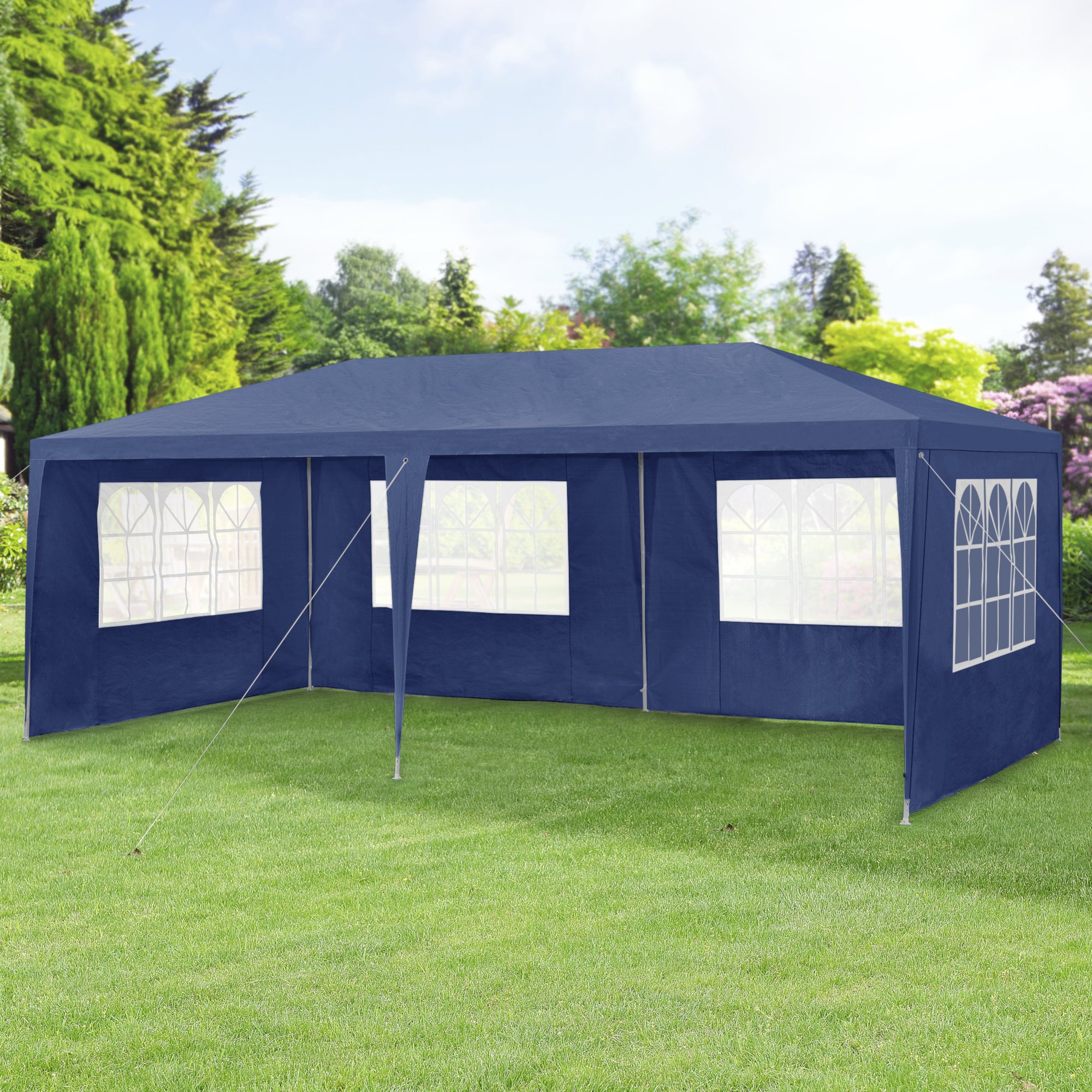 Gazebo per Eventi Wedau con Copertura Impermeabile 600x300x255 cm Blu Scuro casa.pro