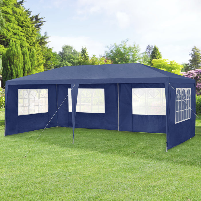 Gazebo per Eventi Wedau con Copertura Impermeabile 600x300x255 cm Blu Scuro casa.pro