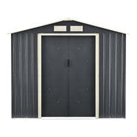 Casetta da Giardino 213x127x185 cm Box Organizzatore Deposito Stoccaggio in Lamiera Zincata con Cornice di Base in