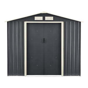 Casetta da Giardino 213x127x185 cm Box Organizzatore Deposito Stoccaggio in Lamiera Zincata con Cornice di Base in