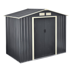 Casetta da Giardino 213x127x185 cm Box Organizzatore Deposito Stoccaggio in Lamiera Zincata con Cornice di Base in