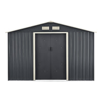 Casetta da Giardino 277x191x192 cm Box Organizzatore Deposito Stoccaggio in Lamiera Zincata con Cornice di Base in