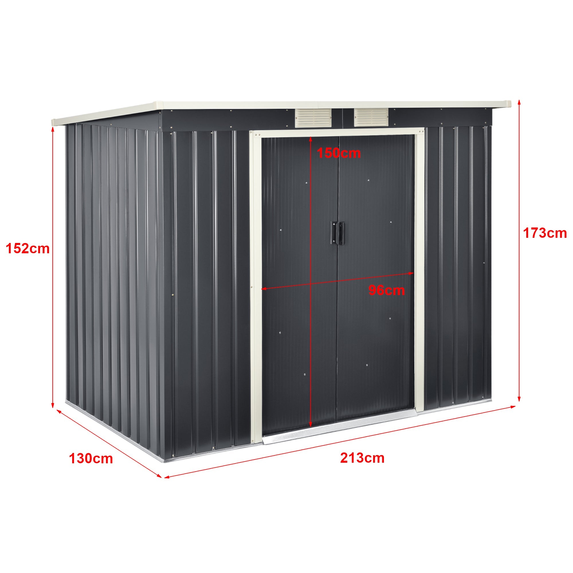 Casetta da giardino tettoia 213 x 130 x 173 cm lamiera di acciaio zincato grigio scuro 03_0007175