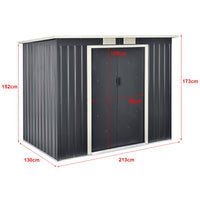 Casetta da giardino tettoia 213 x 130 x 173 cm lamiera di acciaio zincato grigio scuro 03_0007175