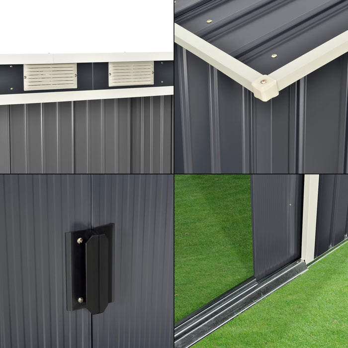 Casetta da giardino tettoia 213 x 130 x 173 cm lamiera di acciaio zincato grigio scuro 03_0007175