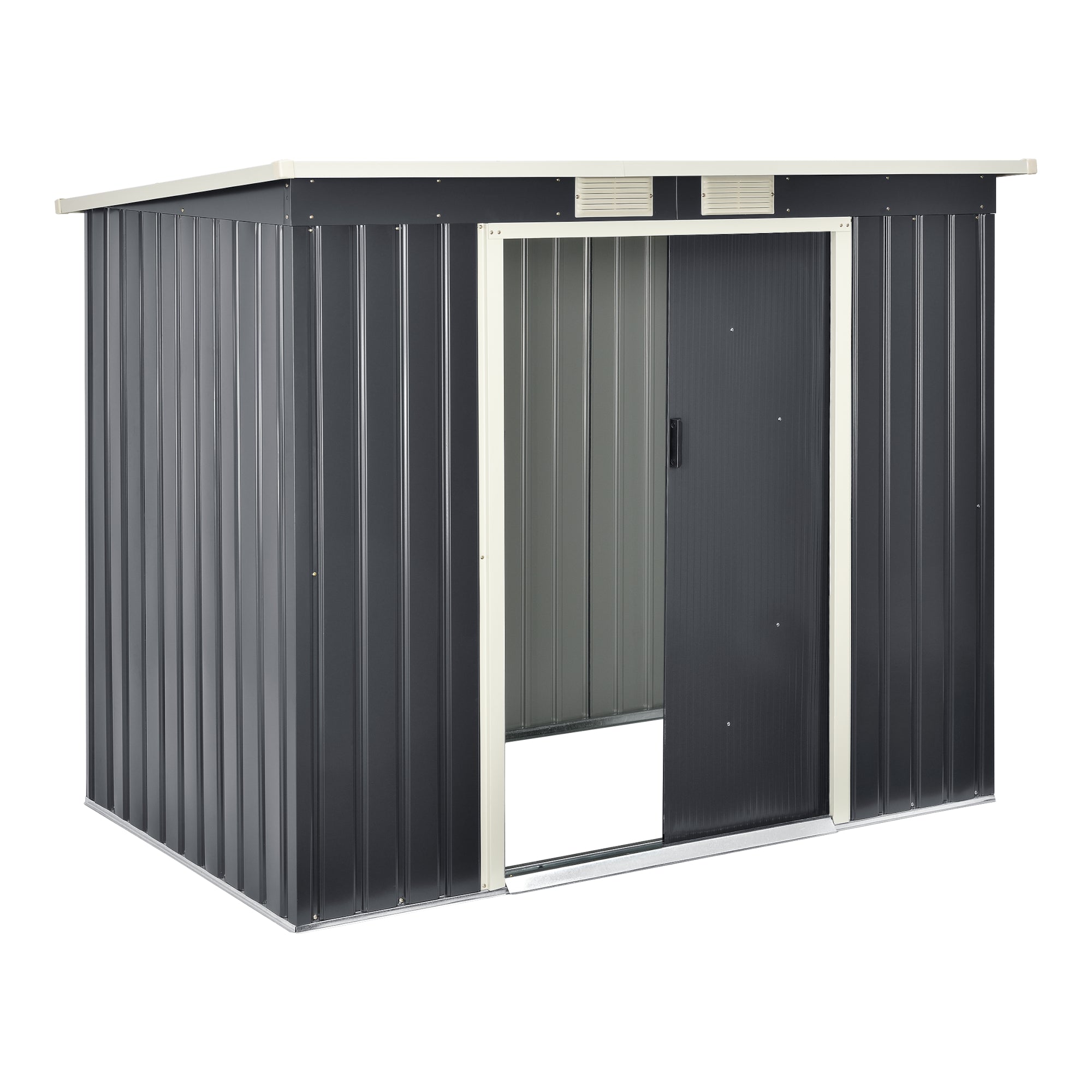 Casetta da giardino tettoia 213 x 130 x 173 cm lamiera di acciaio zincato grigio scuro 03_0007175