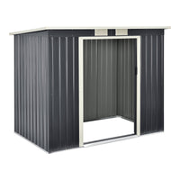 Casetta da giardino tettoia 213 x 130 x 173 cm lamiera di acciaio zincato grigio scuro 03_0007175