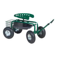 Sgabello da Giardinaggio Casarano con Ruote 81x45 cm Verde / Nero pro.tec