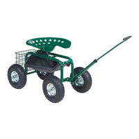 Sgabello da Giardinaggio Casarano con Ruote 81x45 cm Verde / Nero pro.tec