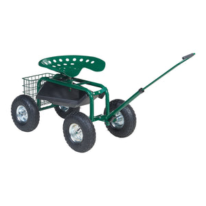 Sgabello da Giardinaggio Casarano con Ruote 81x45 cm Verde / Nero pro.tec