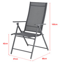 Set Kalamata di 2 Sedie Pieghevoli da Giardino con Braccioli e Schienale Reclinabile - Grigio Scuro [en.casa]