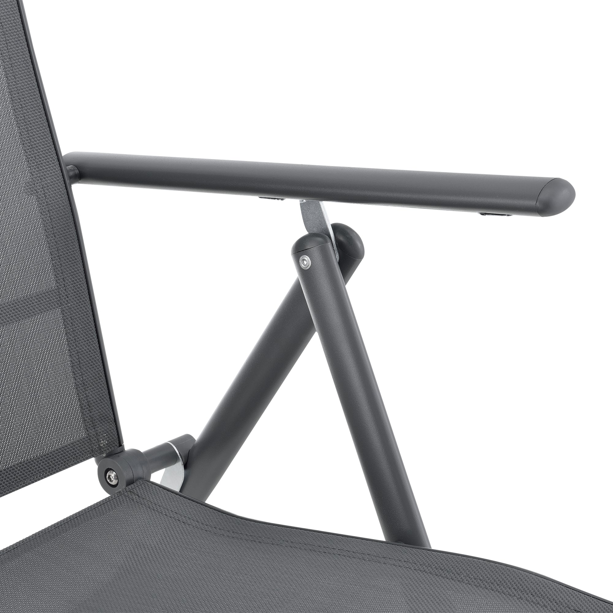 Set Kalamata di 2 Sedie Pieghevoli da Giardino con Braccioli e Schienale Reclinabile - Grigio Scuro [en.casa]