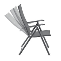 Set Kalamata di 2 Sedie Pieghevoli da Giardino con Braccioli e Schienale Reclinabile - Grigio Scuro [en.casa]