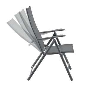 Set Kalamata di 2 Sedie Pieghevoli da Giardino con Braccioli e Schienale Reclinabile - Grigio Scuro [en.casa]