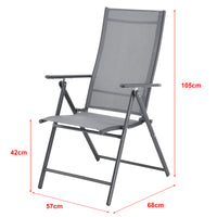 Set Kalamata di 2 Sedie Pieghevoli da Giardino con Braccioli e Schienale Reclinabile - Grigio Chiaro [en.casa]