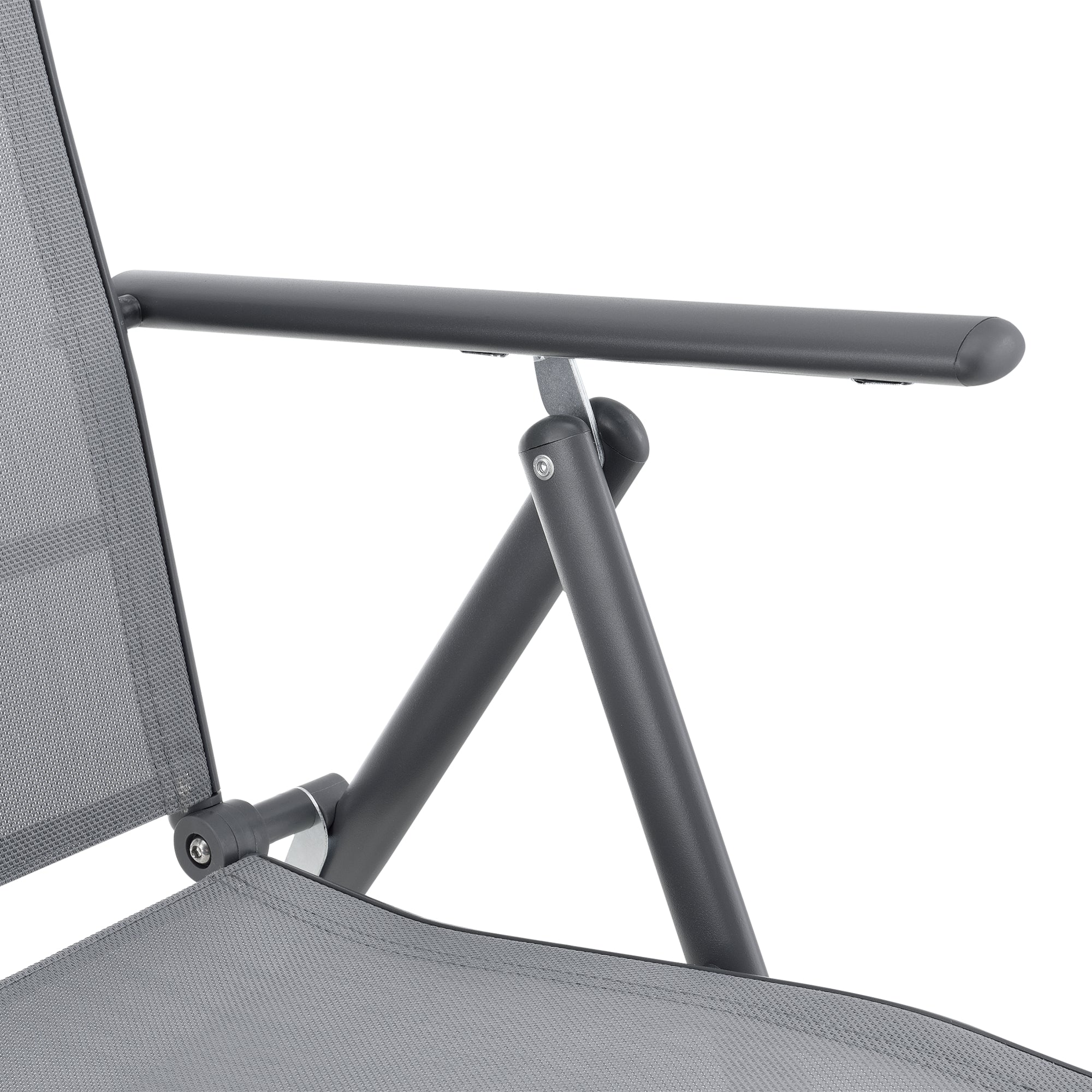 Set Kalamata di 2 Sedie Pieghevoli da Giardino con Braccioli e Schienale Reclinabile - Grigio Chiaro [en.casa]