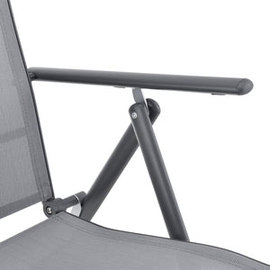 Set Kalamata di 2 Sedie Pieghevoli da Giardino con Braccioli e Schienale Reclinabile - Grigio Chiaro [en.casa]