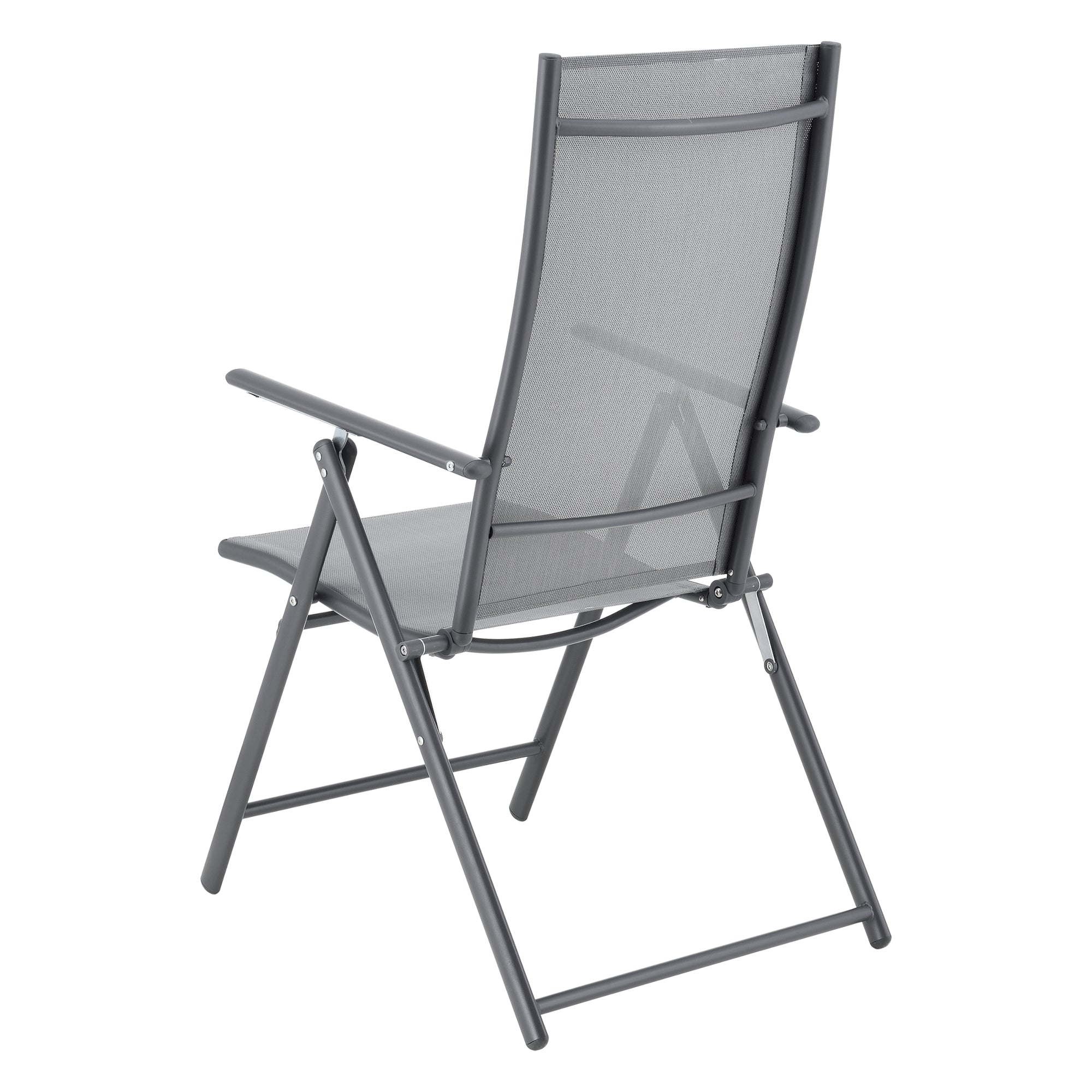 Set Kalamata di 2 Sedie Pieghevoli da Giardino con Braccioli e Schienale Reclinabile - Grigio Chiaro [en.casa]