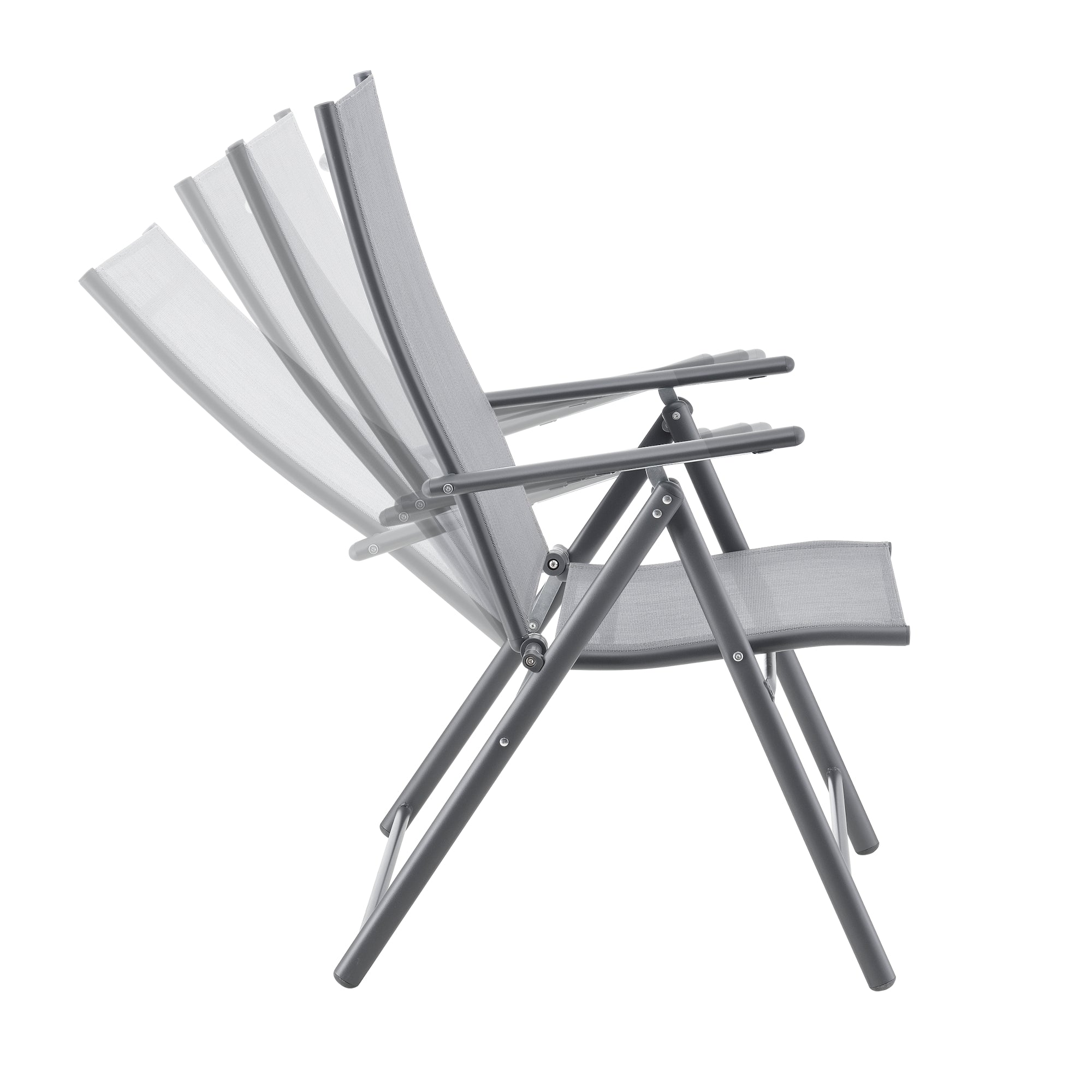 Set Kalamata di 2 Sedie Pieghevoli da Giardino con Braccioli e Schienale Reclinabile - Grigio Chiaro [en.casa]