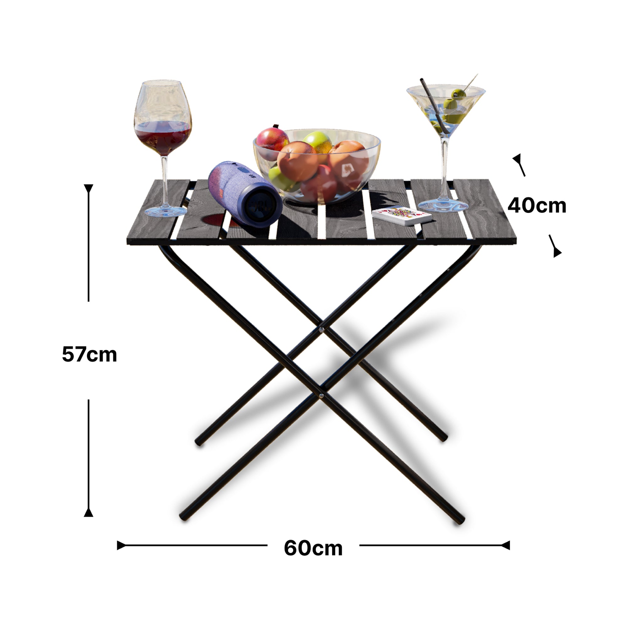 Tavolo Pieghevole Cavallino da Picnic con Piano Grigio Venato [en.casa]