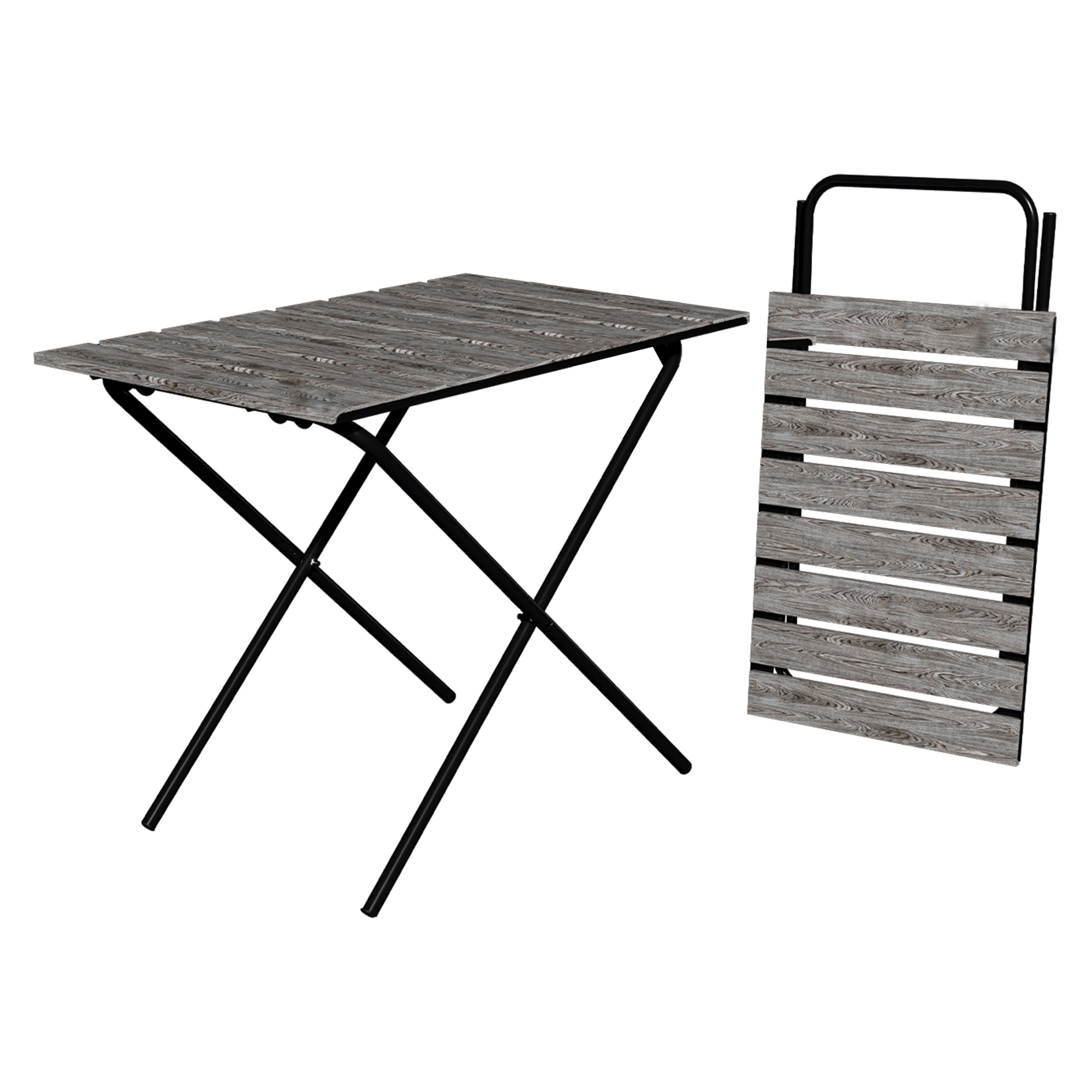 Tavolo Pieghevole Cavallino da Picnic con Piano Grigio Venato [en.casa]