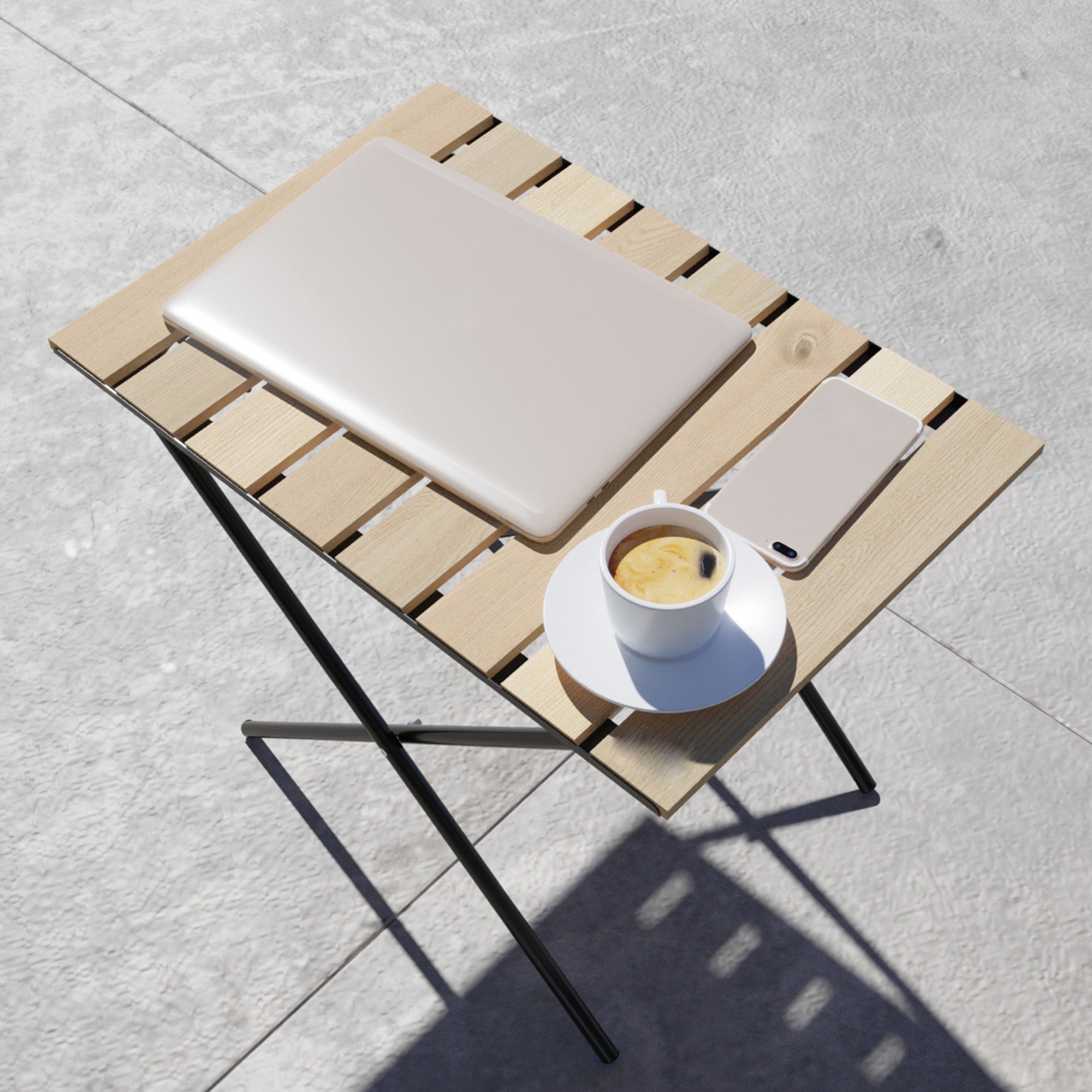 Tavolo Pieghevole Cavallino da Picnic con Piano Legno Naturale [en.casa]