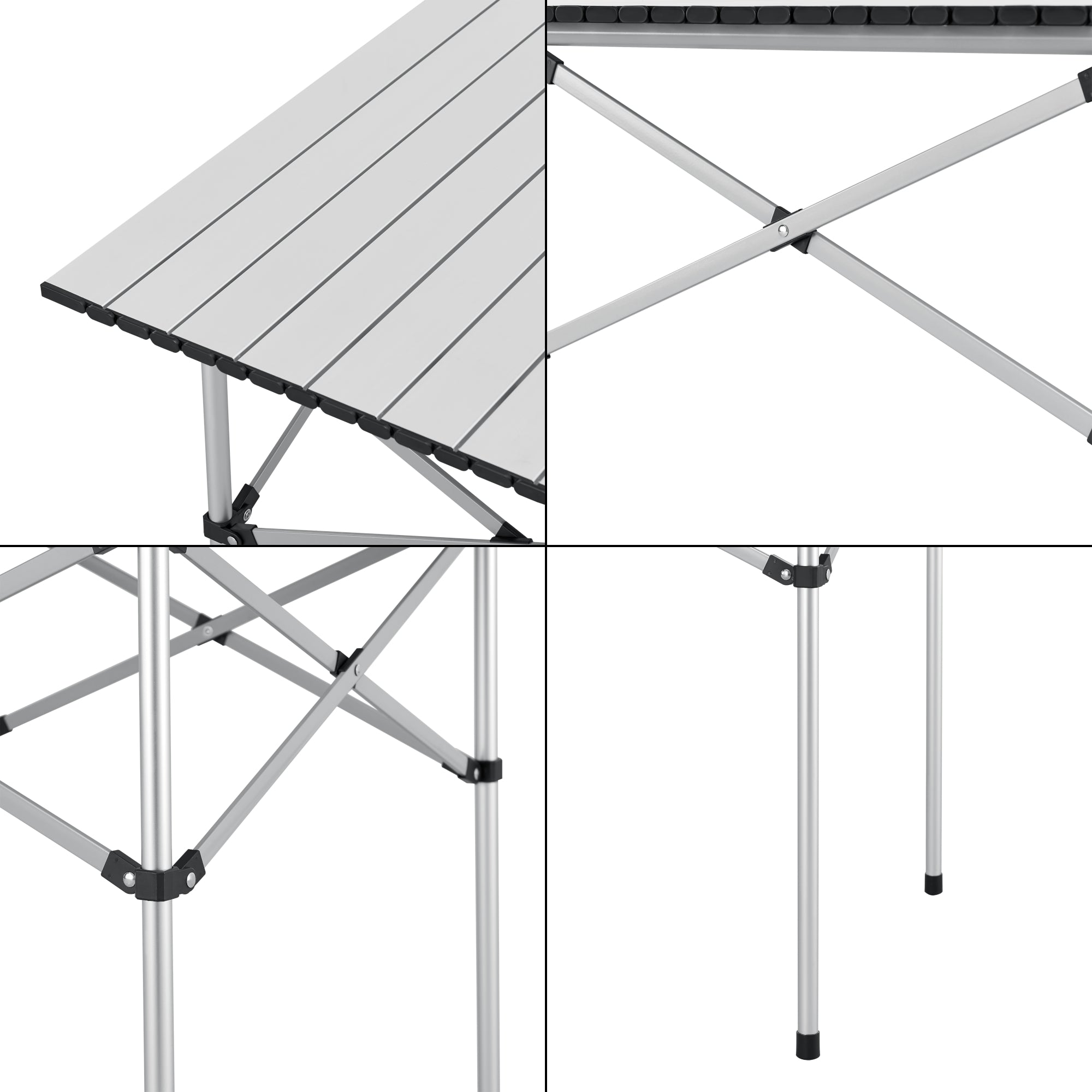 Tavolo Portatile da Campeggio Castilenti con Borsa di Trasporto - Argentato [en.casa]