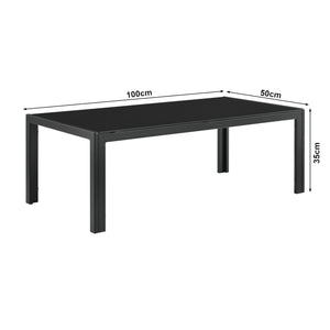 Tavolino da Esterno Lerum con Piano in Vetro 100x50x35 cm Nero casa.pro