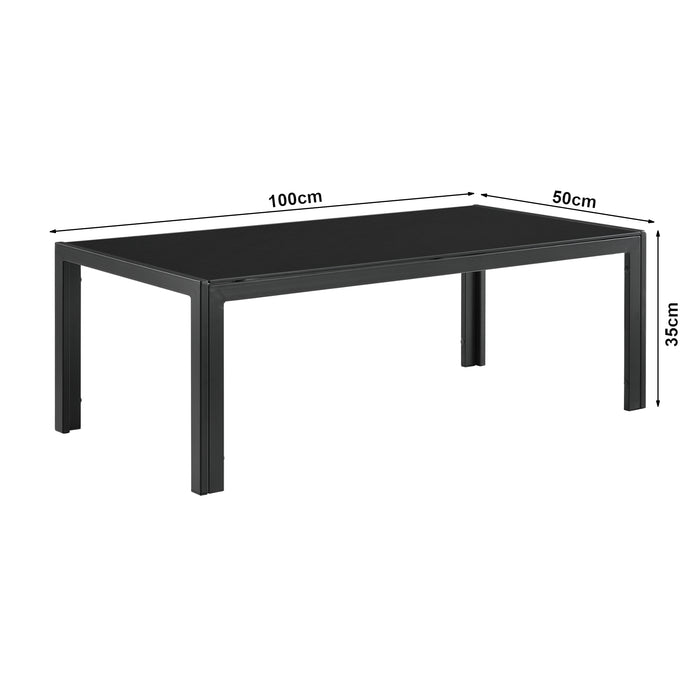 Tavolino da Esterno Lerum con Piano in Vetro 100x50x35 cm Nero casa.pro