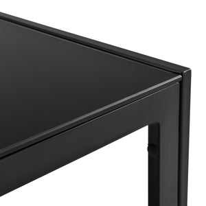 Tavolino da Esterno Lerum con Piano in Vetro 100x50x35 cm Nero casa.pro