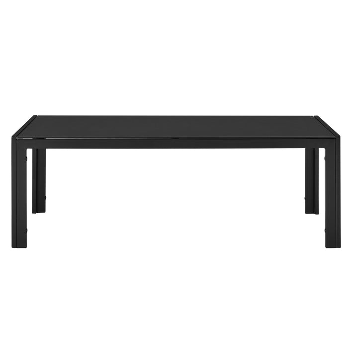 Tavolino da Esterno Lerum con Piano in Vetro 100x50x35 cm Nero casa.pro