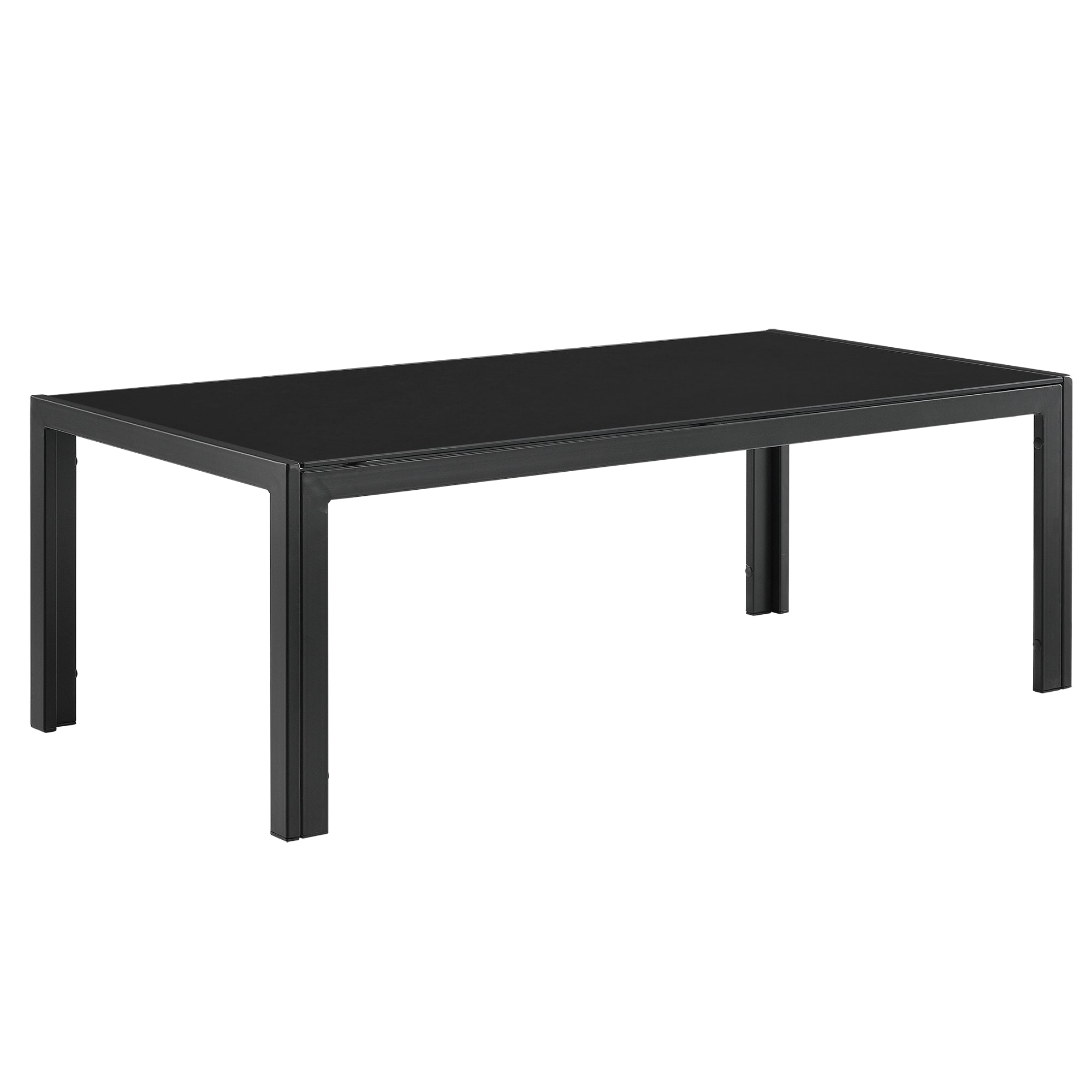 Tavolino da Esterno Lerum con Piano in Vetro 100x50x35 cm Nero casa.pro
