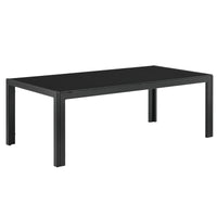 Tavolino da Esterno Lerum con Piano in Vetro 100x50x35 cm Nero casa.pro