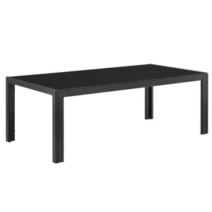 Tavolino da Esterno Lerum con Piano in Vetro 100x50x35 cm Nero casa.pro