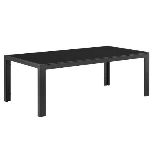 Tavolino da Esterno Lerum con Piano in Vetro 100x50x35 cm Nero casa.pro